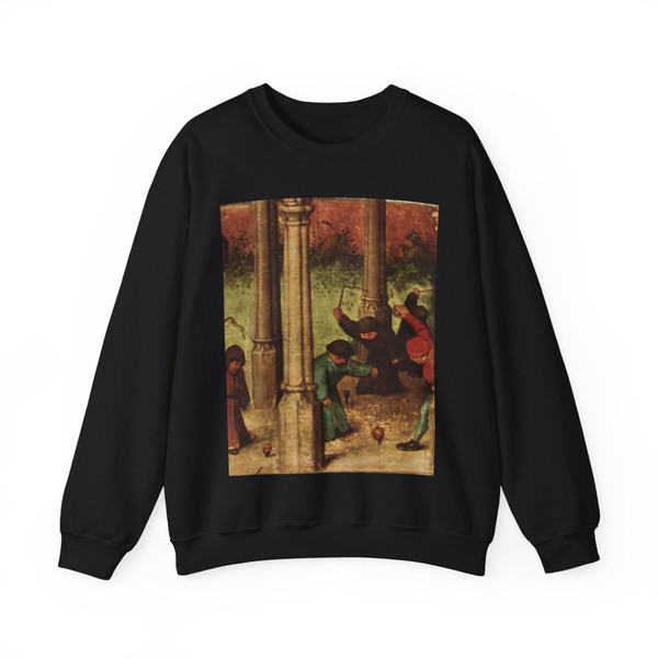BRUEGEL, Pieter the Elder - 02 - Children's Games - detail (17) (Artwork) Crewneck Sweatshirt