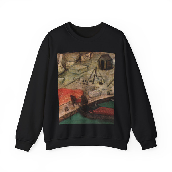BRUEGEL, Pieter the Elder - 06 - The Tower of Babel - detail (19) (Artwork) Crewneck Sweatshirt
