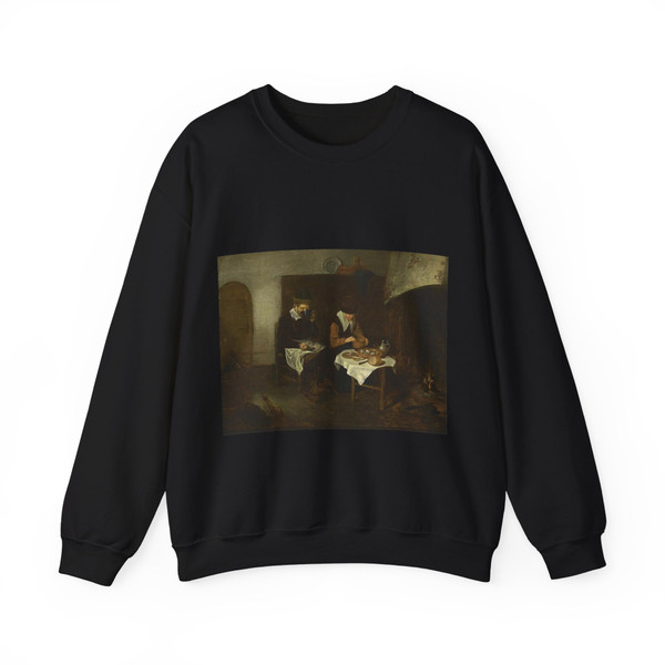 BREKELENKAM, Quiringh van - A Couple Having a Meal before a Fireplace (Artwork) Crewneck Sweatshirt