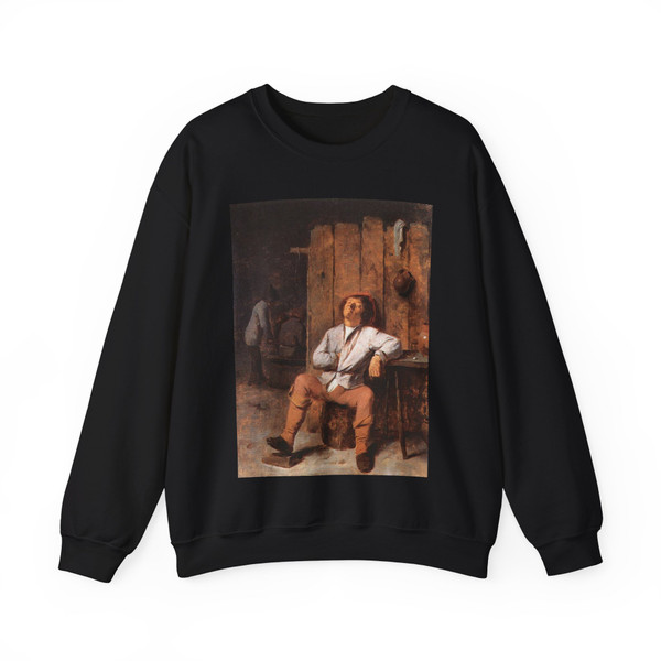 BROUWER, Adriaen - A Boor Asleep (Artwork) Crewneck Sweatshirt