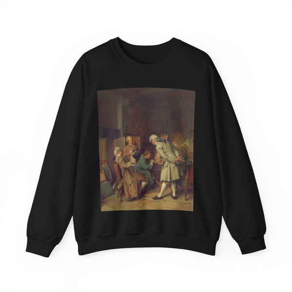 MEISSONIER, Jean-Louis-Ernest - The Lovers of Painting (Artwork) Crewneck Sweatshirt