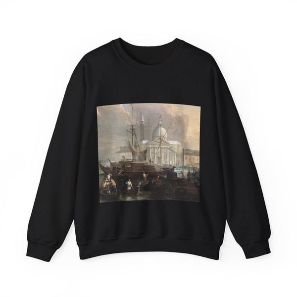 CARLEVARIS, Luca - The Sea Custom House with San Giorgio Maggiore (detail) (Artwork) Crewneck Sweatshirt