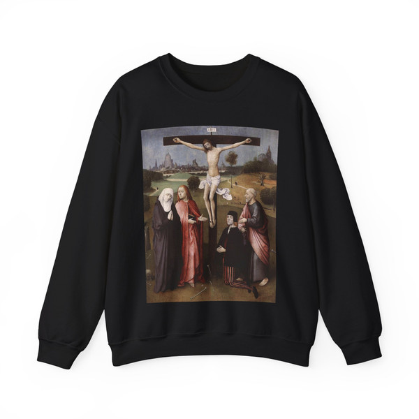 BOSCH, Hieronymus - Crucifixion with a Donor (Artwork) Crewneck Sweatshirt