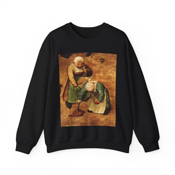 BRUEGEL, Pieter the Elder - 02 - Children's Games - detail (3) (Artwork) Crewneck Sweatshirt