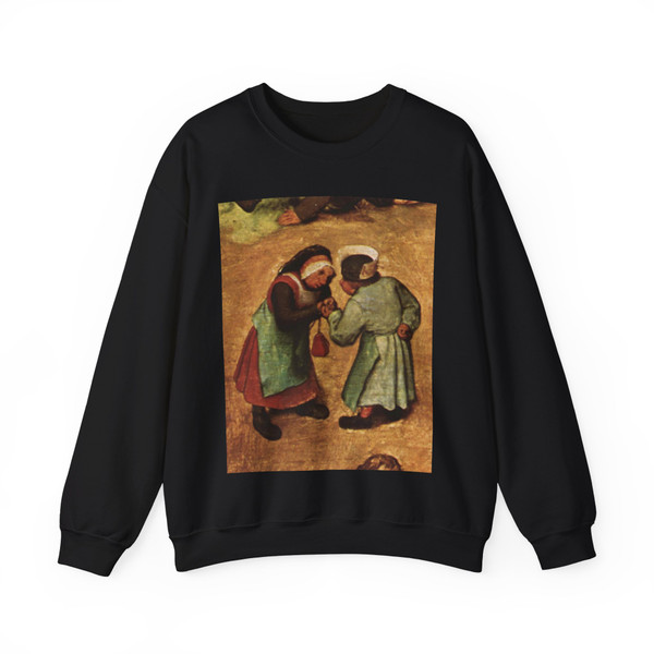 BRUEGEL, Pieter the Elder - 02 - Children's Games - detail (12) (Artwork) Crewneck Sweatshirt