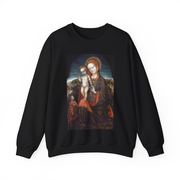 BELLINI, Jacopo - Madonna and Child Adored by Lionello d'Este (Artwork) Crewneck Sweatshirt