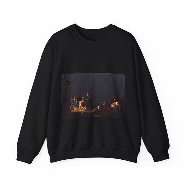 BRAMER, Leonaert - Paintings - Peasants by a Fire (Artwork) Crewneck Sweatshirt