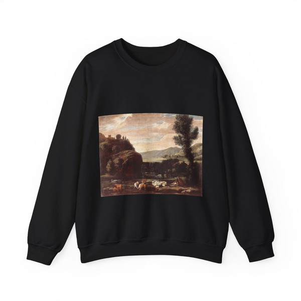 BONZI, Pietro Paolo - Landscape with Shepherds and Sheep (Artwork) Crewneck Sweatshirt