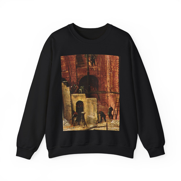 BRUEGEL, Pieter the Elder - 06 - The Tower of Babel - detail (7) (Artwork) Crewneck Sweatshirt