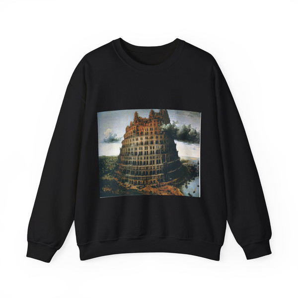 BRUEGEL, Pieter the Elder - 06 - The Tower of Babel - detail (23) (Artwork) Crewneck Sweatshirt