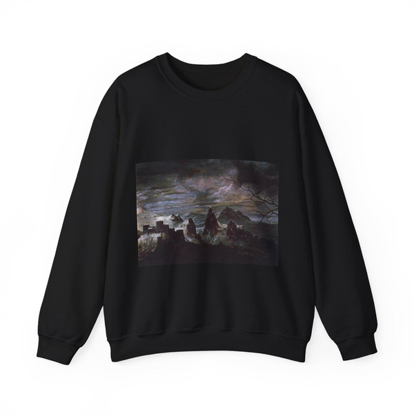 BRUEGEL, Pieter the Elder - 07.Months Series - Gloomy Day (detail)2 (Artwork) Crewneck Sweatshirt