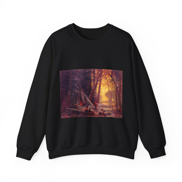 BIERSTADT, Albert - Moose Hunters Camp (Artwork) Crewneck Sweatshirt
