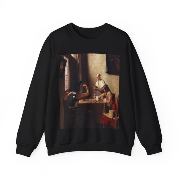 HOOCH, Pieter de - Soldiers Playing Cards (Artwork) Crewneck Sweatshirt