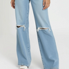 Mid Rise Ripped Wide Leg Jeans