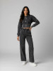 Women's Charcoal Grey Button Up Acid Wash Loungewear Set