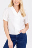 Ivory Button Detail Blouse with Short Sleeves