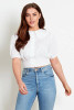 Womens White Dobby Collar Cropped Shirt