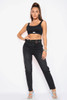 High Waisted Frayed Jeans - Black