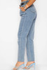 High Waisted Frayed Jeans - Denim Blue