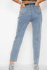 High Waisted Frayed Jeans - Denim Blue