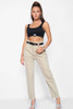 Beige High Waisted Frayed Jeans