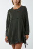 Khaki Grey Oversized Sweatshirt Dress