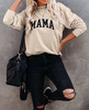 Beige Mama Print Sweatshirt