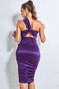 Purple One Shoulder Ruched Midi Dress
