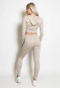 Zip Up Ribbed Lounge Co Ord Set Beige
