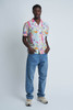 Pink Short Sleeve Shirt Abstract Summer Print