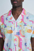 Pink Short Sleeve Shirt Abstract Summer Print