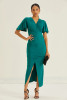 Front Slit Angel Sleeve Midaxi Dress