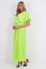 Satin Short Sleeve Frill Pleat Maxi Dress
