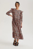 Ruffle Floral Midi Smock Dress