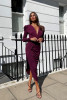 V- Neck Long Sleeve Midi Dress