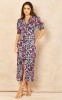 Buttoned Floral Print Midi Dress