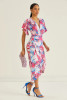 Floral Angel Sleeve Midi Dress
