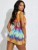 Tie-Dye Cowl Neck Bodycon Mini Dress