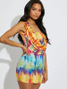 Tie-Dye Cowl Neck Bodycon Mini Dress