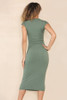 Khaki Cap Sleeve Midi Bodycon Dress