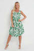 Sleeveless Green Leaf Print Dress