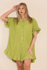 Frill Pleated Oversized Shirt Dress