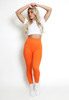 Orange Ribbed High Waisted Leggings