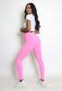 Pink Ribbed High Waisted Leggings