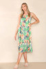 Palm Leaf Print Midi Dress