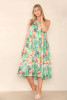 Palm Leaf Print Midi Dress