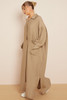 Tan Long Sleeve Pocket Shirt Maxi Dress