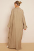 Tan Long Sleeve Pocket Shirt Maxi Dress
