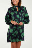 Green Floral High Neck Shift Dress