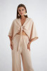 Beige Knot Blouse Co Ord